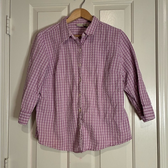 L.L. Bean Tops - L.L. Bean Women's Purple Checkered Button Down Shirt